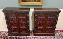 Load image into Gallery viewer, Antique French Pair of Renaissance Carved Bookcases Display Cabinets Oak c.1900