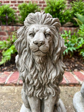 Load image into Gallery viewer, Vintage English Statues LIONS PAIR Garden Figures Cast Stone Yard Decor 16&quot; Tall