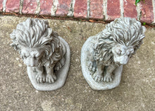 Load image into Gallery viewer, Vintage English Statues LIONS PAIR Garden Figures Cast Stone Yard Decor 16&quot; Tall