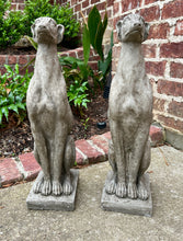 Load image into Gallery viewer, Vintage English Statues DOGS PAIR Garden Figures Cast Stone Yard Decor 22&quot; Tall