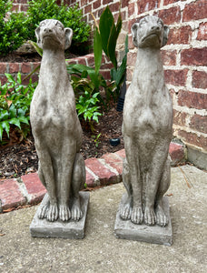 Vintage English Statues DOGS PAIR Garden Figures Cast Stone Yard Decor 22" Tall