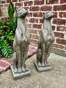 Vintage English Statues DOGS PAIR Garden Figures Cast Stone Yard Decor 22" Tall