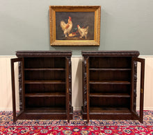 Load image into Gallery viewer, Antique French Pair of Renaissance Carved Bookcases Display Cabinets Oak c.1900