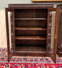 Load image into Gallery viewer, Antique French Pair of Renaissance Carved Bookcases Display Cabinets Oak c.1900