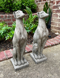 Vintage English Statues DOGS PAIR Garden Figures Cast Stone Yard Decor 22" Tall