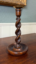 Load image into Gallery viewer, Antique English Barley Twist Candlesticks Candle Holders Oak PAIR 10.5&quot; Tall