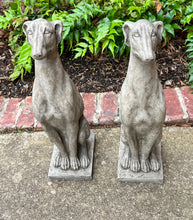 Load image into Gallery viewer, Vintage English Statues DOGS PAIR Garden Figures Cast Stone Yard Decor 22&quot; Tall