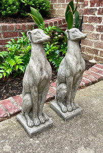 Vintage English Statues DOGS PAIR Garden Figures Cast Stone Yard Decor 22" Tall