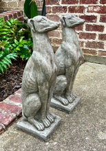 Load image into Gallery viewer, Vintage English Statues DOGS PAIR Garden Figures Cast Stone Yard Decor 22&quot; Tall