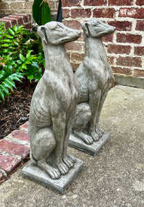 Vintage English Statues DOGS PAIR Garden Figures Cast Stone Yard Decor 22" Tall