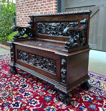 Load image into Gallery viewer, Antique Italian Bench Settee Entry Hall Bench Renaissance Revival Walnut 19th C