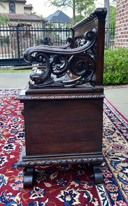 Antique Italian Bench Settee Entry Hall Bench Renaissance Revival Walnut 19th C