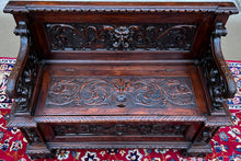 Load image into Gallery viewer, Antique Italian Bench Settee Entry Hall Bench Renaissance Revival Walnut 19th C