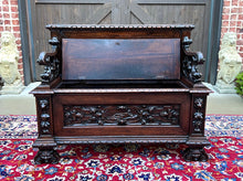 Load image into Gallery viewer, Antique Italian Bench Settee Entry Hall Bench Renaissance Revival Walnut 19th C