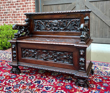 Load image into Gallery viewer, Antique Italian Bench Settee Entry Hall Bench Renaissance Revival Walnut 19th C