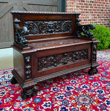 Load image into Gallery viewer, Antique Italian Bench Settee Entry Hall Bench Renaissance Revival Walnut 19th C