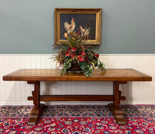 Load image into Gallery viewer, Antique French Country Farm Dining Table Farmhouse Trestle Base Oak c.1900-1920s