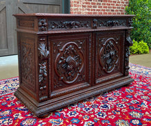 Load image into Gallery viewer, Antique French Server Sideboard Buffet Hunt Harvest Cabinet Black Forest Oak 19C