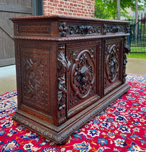 Load image into Gallery viewer, Antique French Server Sideboard Buffet Hunt Harvest Cabinet Black Forest Oak 19C