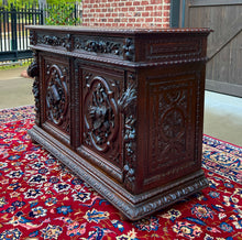 Load image into Gallery viewer, Antique French Server Sideboard Buffet Hunt Harvest Cabinet Black Forest Oak 19C