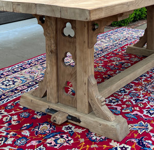 Vintage French Gothic Table Dining Table Desk Trestle Table Bleached Oak