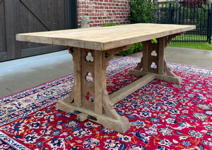 Vintage French Gothic Table Dining Table Desk Trestle Table Bleached Oak