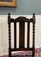 Load image into Gallery viewer, Antique English Dining Chairs (6) Burgundy Leather Barley Twist Oak c. 1930s
