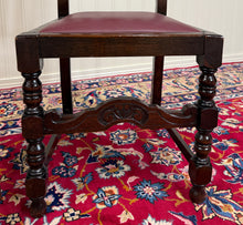 Load image into Gallery viewer, Antique English Dining Chairs (6) Burgundy Leather Barley Twist Oak c. 1930s