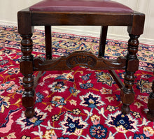 Load image into Gallery viewer, Antique English Dining Chairs (6) Burgundy Leather Barley Twist Oak c. 1930s