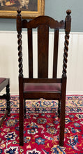 Load image into Gallery viewer, Antique English Dining Chairs (6) Burgundy Leather Barley Twist Oak c. 1930s