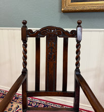 Load image into Gallery viewer, Antique English Dining Chairs (6) Burgundy Leather Barley Twist Oak c. 1930s