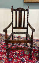 Load image into Gallery viewer, Antique English Dining Chairs (6) Burgundy Leather Barley Twist Oak c. 1930s