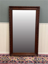 Load image into Gallery viewer, Antique French Mirror Over Mantel LARGE Rectangular Oak Carved Beveled c.1930