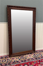 Load image into Gallery viewer, Antique French Mirror Over Mantel LARGE Rectangular Oak Carved Beveled c.1930