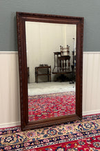 Load image into Gallery viewer, Antique French Mirror Over Mantel LARGE Rectangular Oak Carved Beveled c.1930