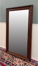 Load image into Gallery viewer, Antique French Mirror Over Mantel LARGE Rectangular Oak Carved Beveled c.1930