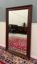 Load image into Gallery viewer, Antique French Mirror Over Mantel LARGE Rectangular Oak Carved Beveled c.1930
