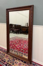 Load image into Gallery viewer, Antique French Mirror Over Mantel LARGE Rectangular Oak Carved Beveled c.1930