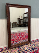 Load image into Gallery viewer, Antique French Mirror Over Mantel LARGE Rectangular Oak Carved Beveled c.1930