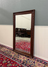 Load image into Gallery viewer, Antique French Mirror Over Mantel LARGE Rectangular Oak Carved Beveled c.1930