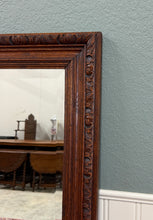 Load image into Gallery viewer, Antique French Mirror Over Mantel LARGE Rectangular Oak Carved Beveled c.1930