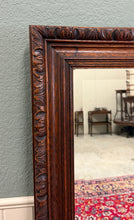 Load image into Gallery viewer, Antique French Mirror Over Mantel LARGE Rectangular Oak Carved Beveled c.1930