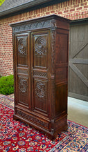 Load image into Gallery viewer, Antique French Armoire Wardrobe Cabinet Linen Storage Gothic Revival Oak c. 1880