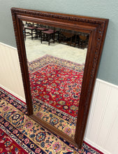 Load image into Gallery viewer, Antique French Mirror Over Mantel LARGE Rectangular Oak Carved Beveled c.1930
