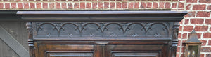 Antique French Armoire Wardrobe Cabinet Linen Storage Gothic Revival Oak c. 1880