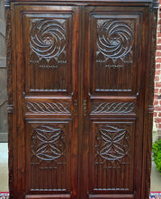 Load image into Gallery viewer, Antique French Armoire Wardrobe Cabinet Linen Storage Gothic Revival Oak c. 1880