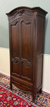 Load image into Gallery viewer, Antique French Louis XV Style Armoire Cupboard Linen Cabinet Bonnetiere Oak