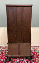 Load image into Gallery viewer, Antique English Jacobean Bookcase Cabinet Double Door Glass Drawers Oak c.1930s