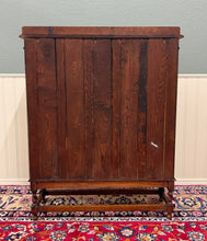 Load image into Gallery viewer, Antique English Bookcase Cabinet Double Door Leaded Wavy Glass Oak c.1930s