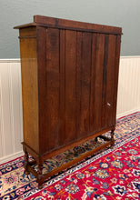 Load image into Gallery viewer, Antique English Bookcase Cabinet Double Door Leaded Wavy Glass Oak c.1930s